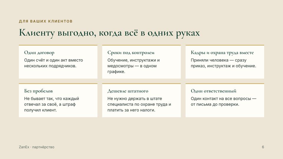 Слайд 6 из 18 — Клиенту выгодно, когда всё в одних руках
