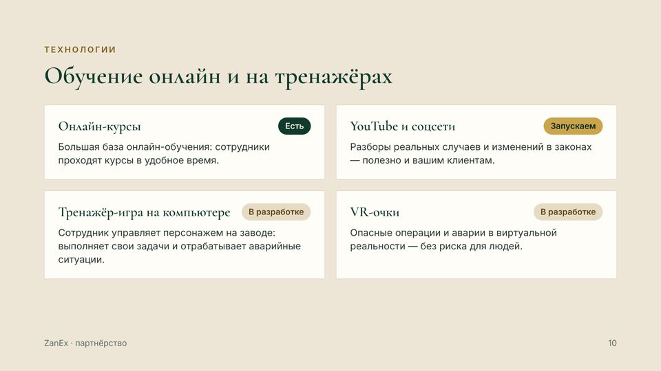 Слайд 10 из 18 — Обучение онлайн и на тренажёрах